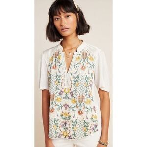 NWT Anthropologie Burning Torch Eliana Embroidered Floral Blouse – Size 3X